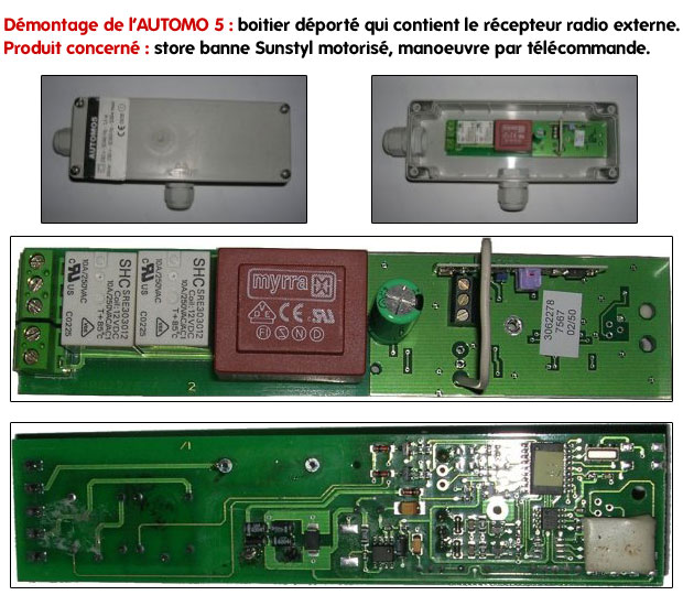 Récepteur radio automo 5 store banne Sunstyl