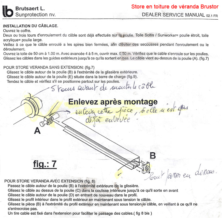 Cblage du store en toiture de vranda B126 Brustor