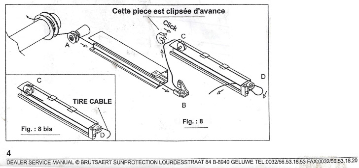 Rparation du store en toile pour vranda B-126 Brustor