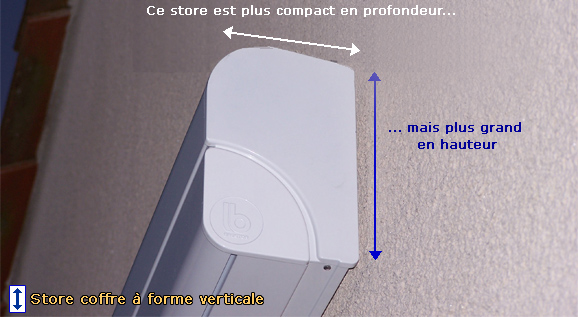 Store banne coffre à forme vertical enroulement direct