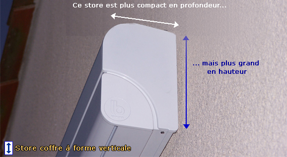 Store banne coffre  forme vertical enroulement direct