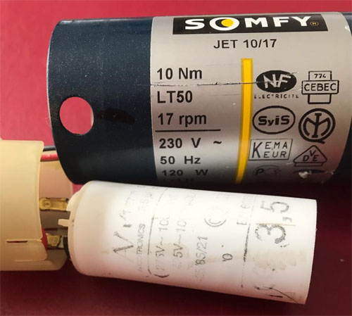 µF pour moteur SOMFY ou SIMU de volet roulant ou store Condensateur de 3.3 uF 