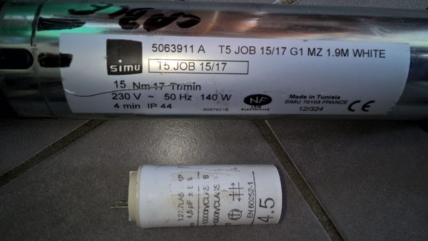 moteur simu T5 avec condensateur de 4.5 µF uF
