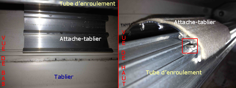 Attache tablier de volet roulant  verrou automatique, sangle, etc...