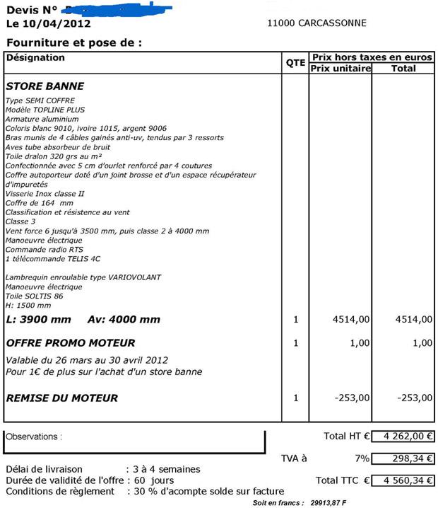 devis store banne topline plus avec lambrequin variovolant