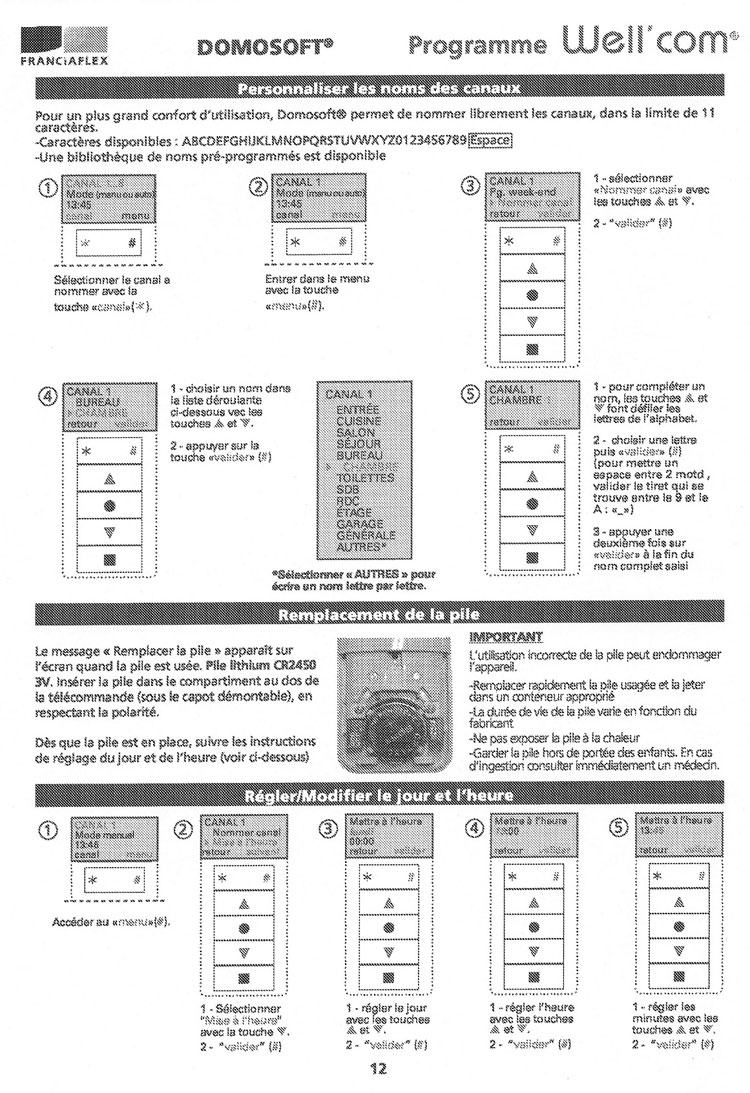 Remplacer pile de tlcommande metteur Domosoft Franciaflex