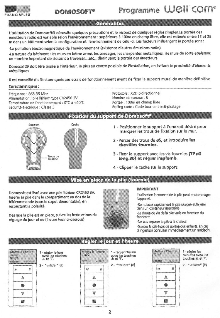 Fixation tlcommande domosoft franciaflex