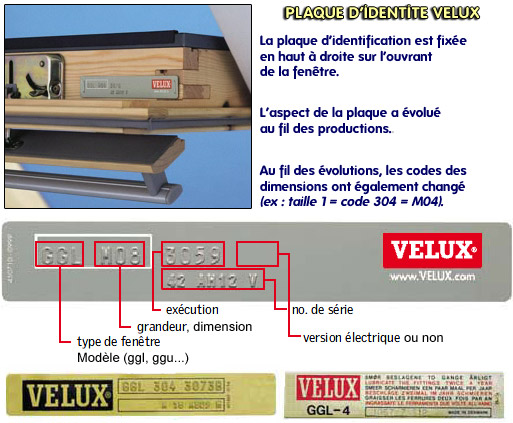 Plaque d'identification Velux