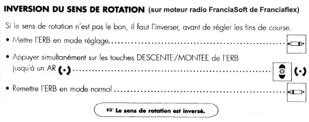 sens rotation moteur Franciaflex pour store ou volet roulant