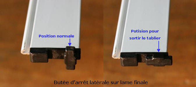 volet roulant : lame bute latrale de tablier