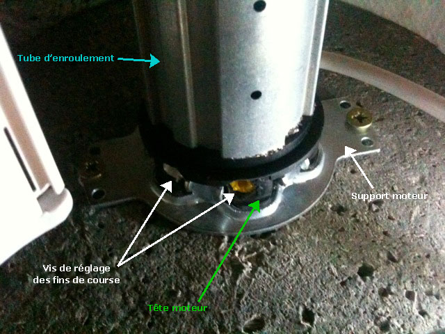 support et fin de course de réglage à fin de moteur somfy