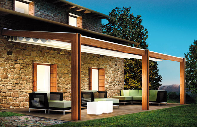 pergola bois velum