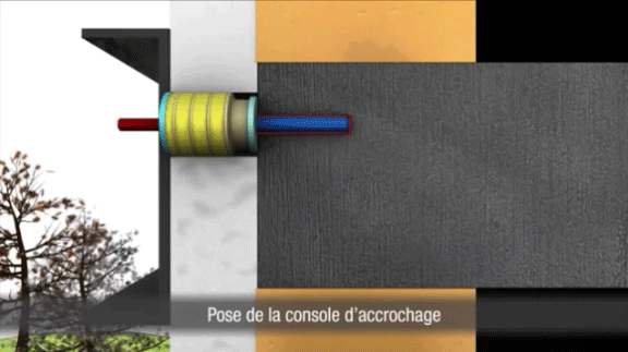 Pose de charge lourde sur mur avec doublage extérieur isolant polystyrène