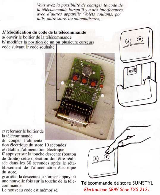 Réglage code télécommande Sunstyl SEAV
