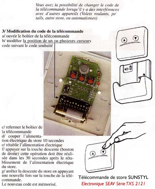 Rglage code tlcommande Sunstyl SEAV