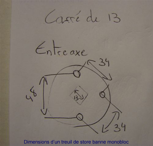 Dimension treuil entraxe carr 13 mm