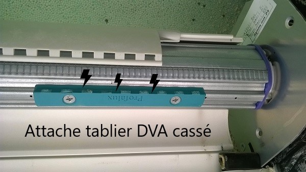 Attache volet DVA Profalux cassée